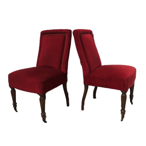 Pair Of Antique Napoleon III Slipper Chairs