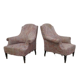 Pair Of Antique Napoleon III Armcha...