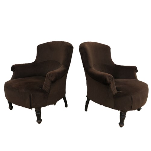 Pair Of Antique Napoleon III Tub Chairs