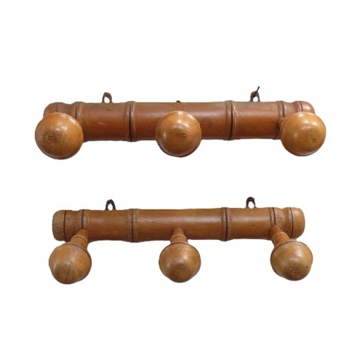 Pair Of Antique Faux Bamboo Coat Hooks