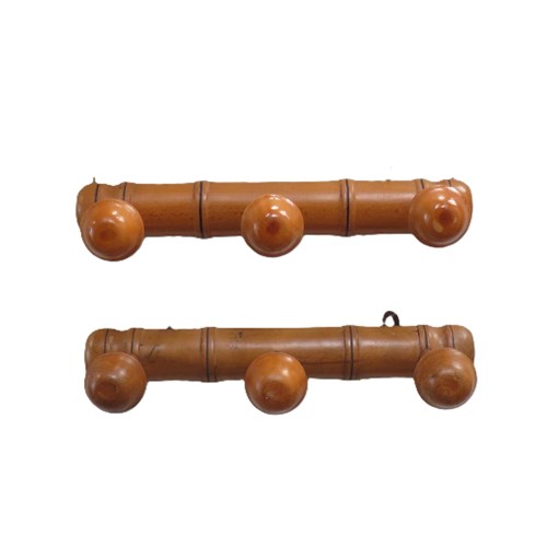 Near Pair Of Faux Bamboo Coat Hooks