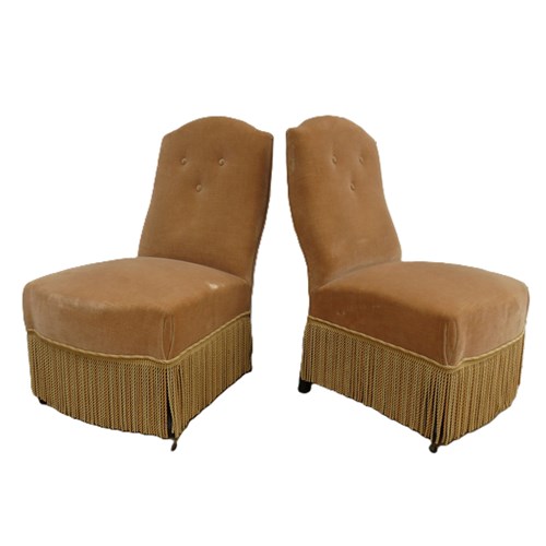 Pair Of Antique Napoleon III Slipper Chairs