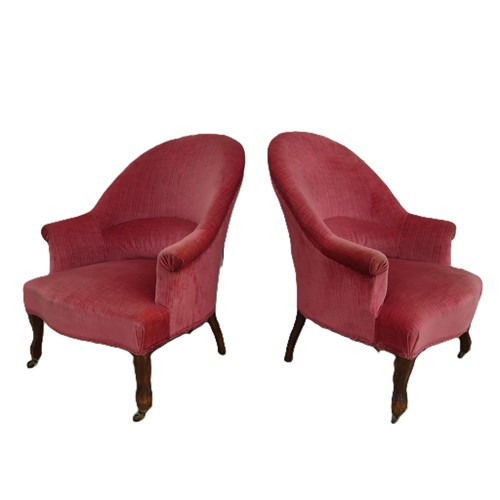 Pair Of Antique Napoleon III Tub Armchairs