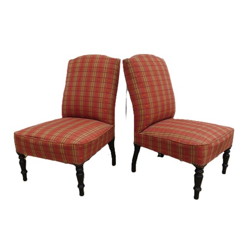 Pair Of Antique Napoleon III Slipper Chairs
