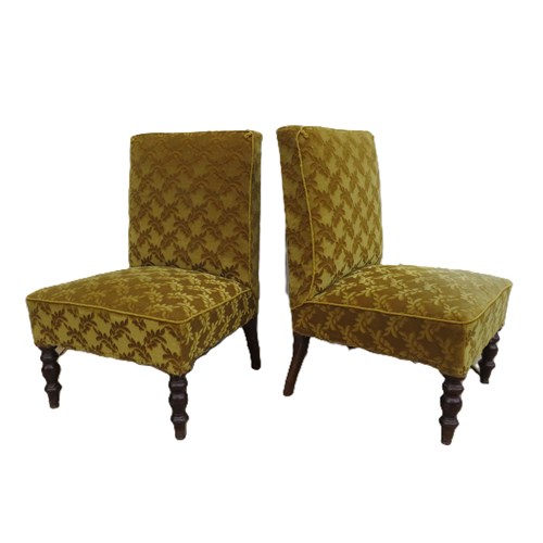 Pair Of Antique Napoleon III Slipper Chairs