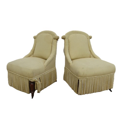 Pair Of Antique Napoleon III Slipper Chairs
