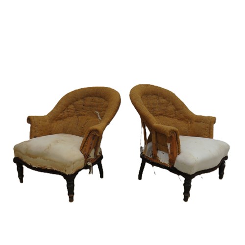 Pair Of Antique Napoleon III Tub Chairs