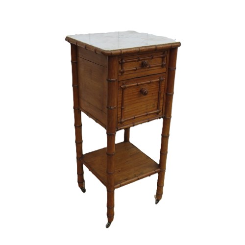 Antique Faux Bamboo Bedside Cabinet