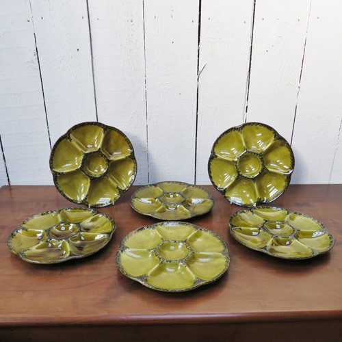 Set Of Six French Oyster Plates By GIEN