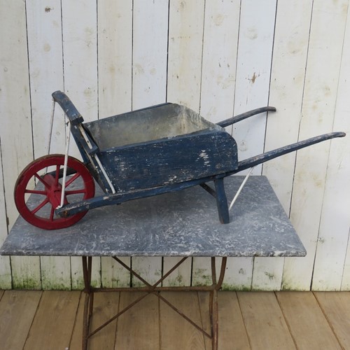 Antique French Painted Wheel Barrow