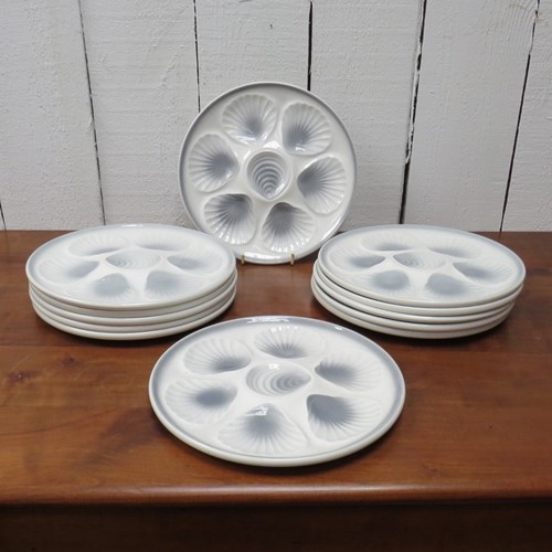 Set Of Twelve French Oyster Plates