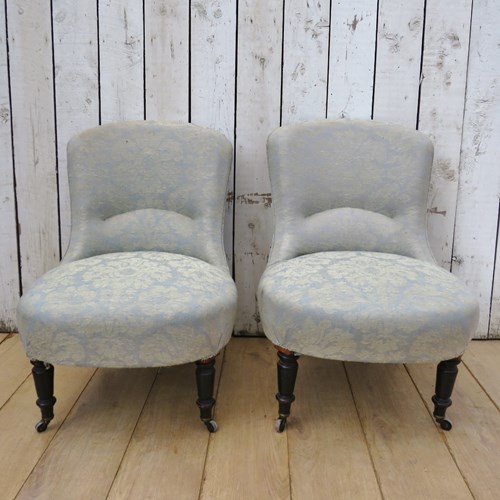 Pair Of Antique French Napoleon III Slipper Chairs