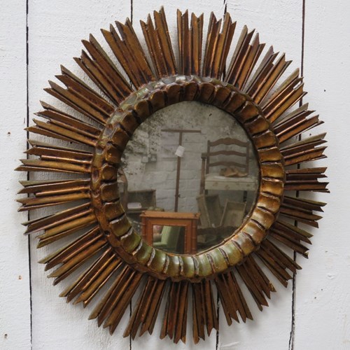 Spanish Gilt Wood Sunburst Mirror