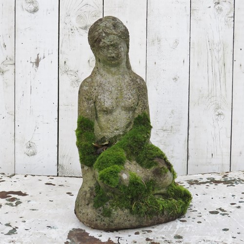 English Weathered Mossy Garden Maiden Statue
