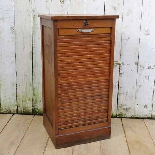 French Oak Tambour Front Filing Cabinet