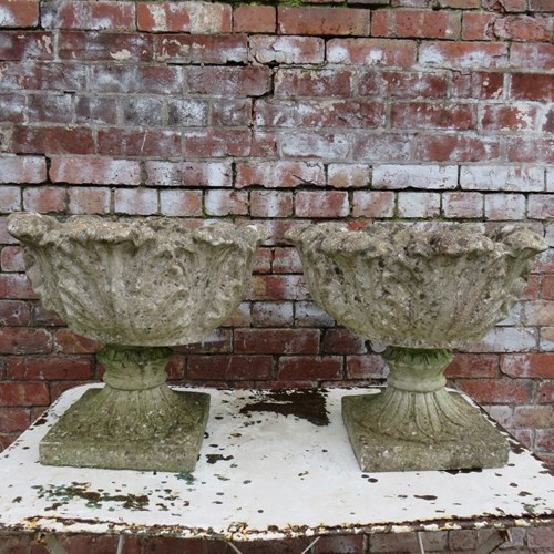 Pair Of Weathered Garden Urns