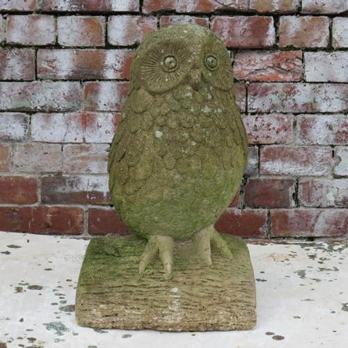 Large English Weathered Garden Owl Ornament