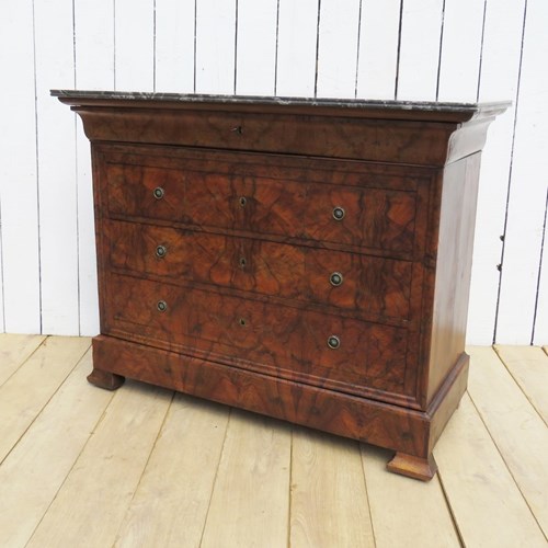 Louis Philippe Marble Top & Walnut Chest Of Drawers