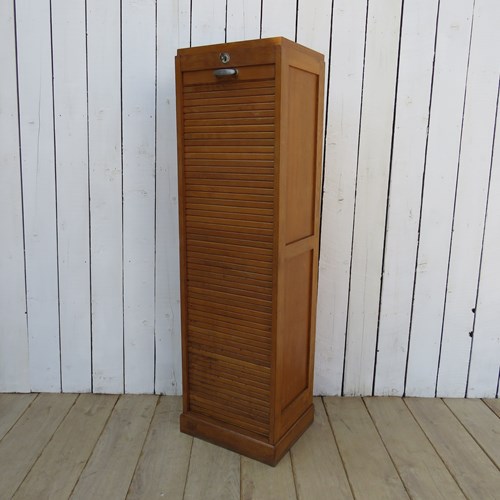 French Oak Tambour Front Filing Cabinet