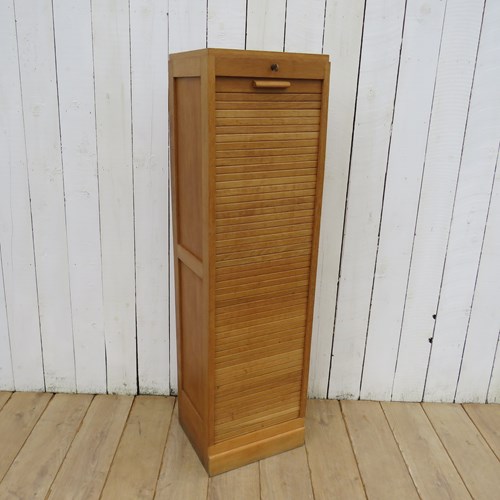 French Oak Tambour Front Filing Cabinet