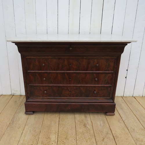 Antique French Marble Top Chest Of Drawers