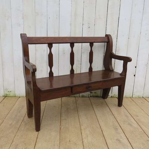 Antique French Oak Hall Bench