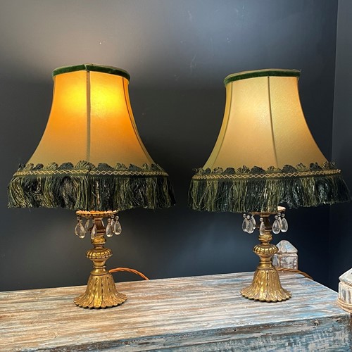Pair of gilt metal table lamps