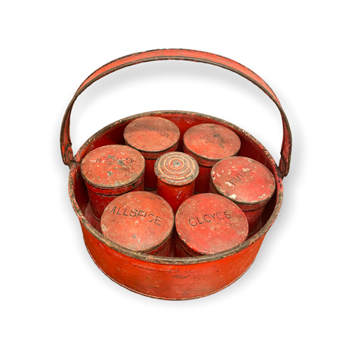 Fabulous red painted metal spice tray