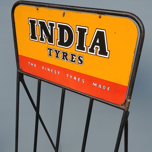 Vintage India Tyres Tyre Stand , Enamel Sign