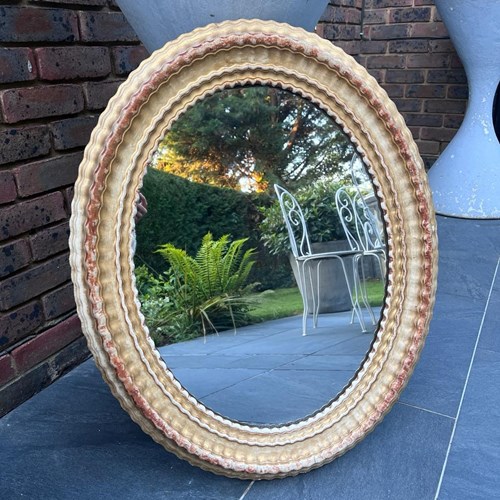 French Gilt Oval Mirror 