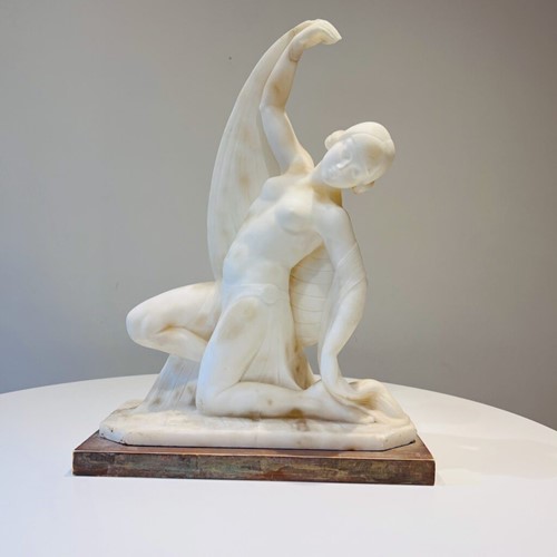 1920S Art Deco White Alabaster Dancer Statuette