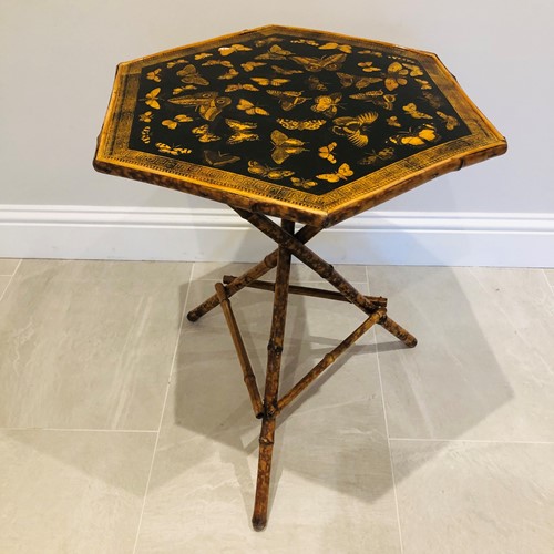 Victorian Decoupage Bamboo Table