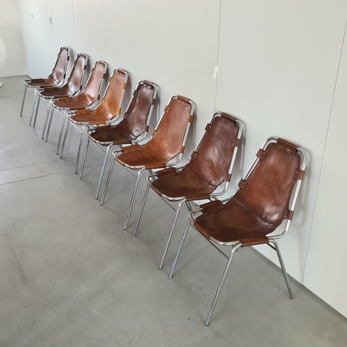Set of Eight Charlotte Perriand Leather Chairs