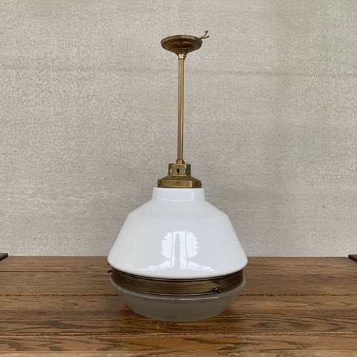 Two Tone Pendant Light on Brass Stem Gallery