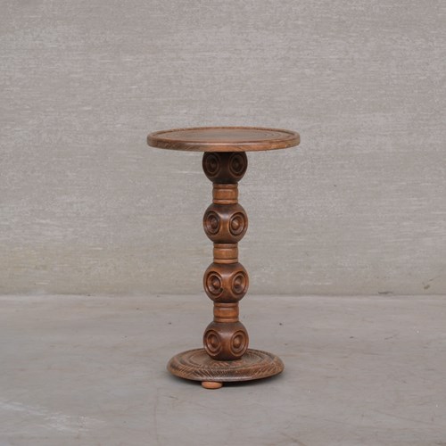 French Mid-Century Wooden Side Table Or Pedestal