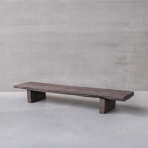 Antique Wooden Low Wabi-Sabi Style Plank Coffee Table