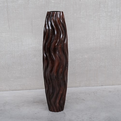Wooden Tall French Mid-Century Decorative Vase