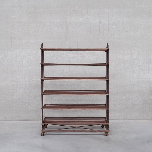 Antique Iron Shoe Or Display Rack On Castors 