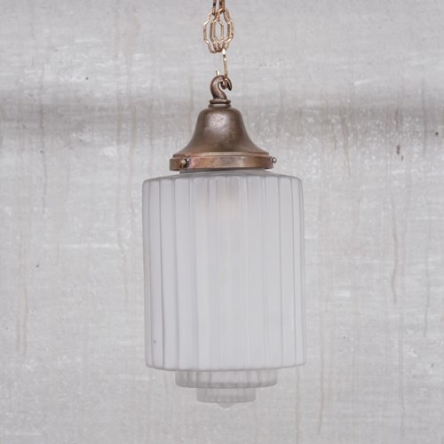 French Brass And Glass Antique Pendant Light