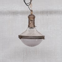 Antique French Brass And Glass Pendant