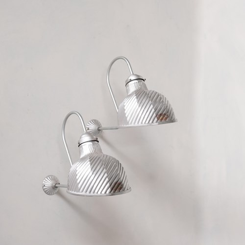 Pair Of Antique Mercury Glass Silver Wall Lights