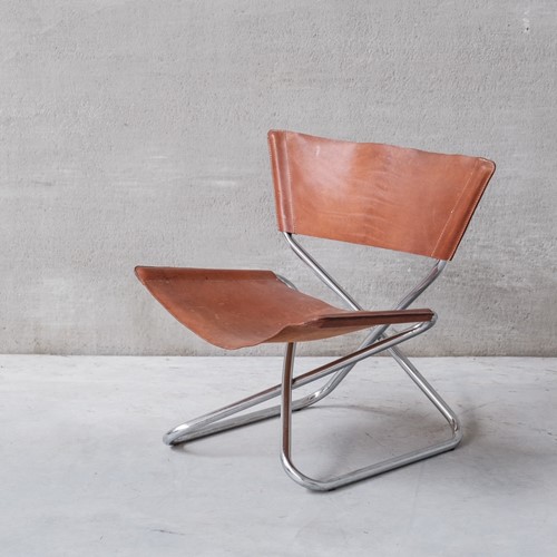Erik Magnussen “Z-Down” Mid-Century Leather & Steel Lounge Chair