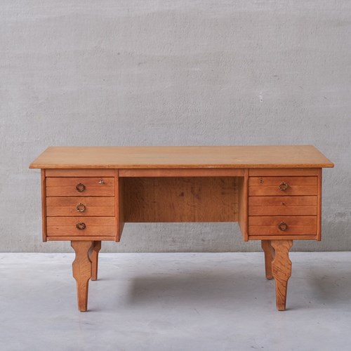 Oak Danish Mid-Century Desk Attr. To Henning Kjaernulf