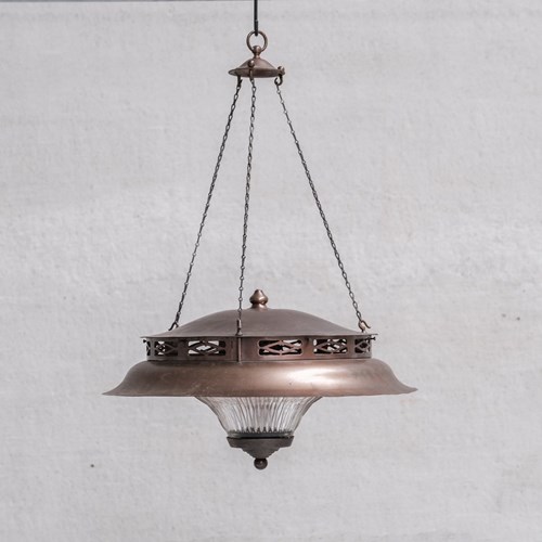 Antique French Pagoda Style Glass And Metal Pendant Light