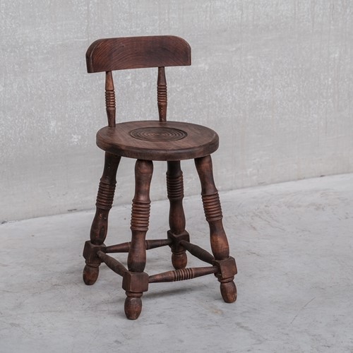 French Oak Mid-Century Turned Occasional Chair