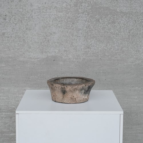 Antique Primitive Stone Bowl Or Mortar