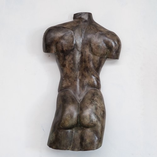 Large Patinated Brass Sculpture of Male Form 