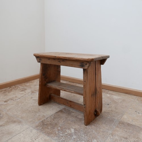 Antique English Pine Pegged Stool