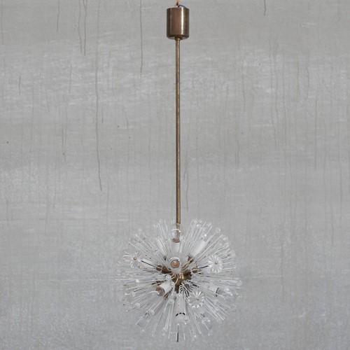 Austrian Mid-Century Glass and Brass Chandelier