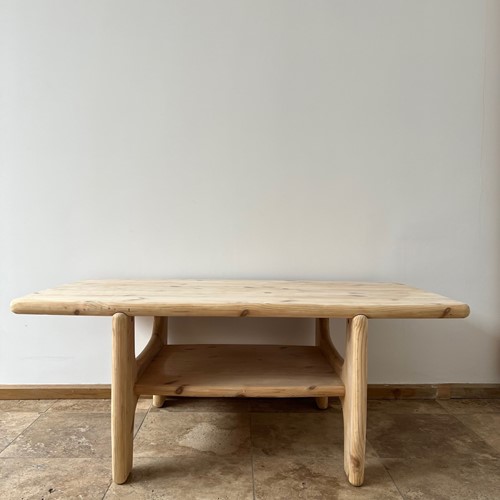 Large Danish Mid-Century Free Form Pine Table